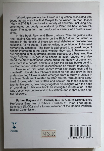 An Introduction to New Testament Christology / Raymond E. Brown / Geoffrey Chapman, 1994 / Paperback (9780225667691)