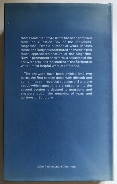 BiBle PROBLEMS AND ANSWERS by W. HOSTE B.A. & W. RODGERS  John Ritchie Ltd, 2013  Paperback (9781909803251)
