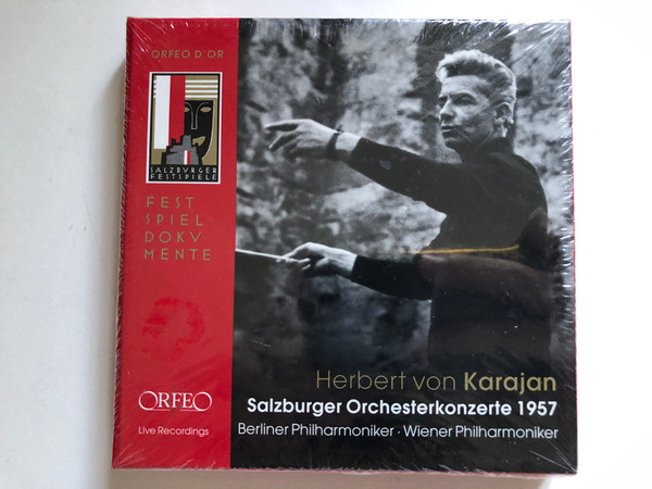 Herbert von Karajan: Salzburger Orchesterkonzerte 1957 - Berliner Philharmoniker, Wiener Philharmoniker / Live recordings / Festspieldokumente / Orfeo 4x Audio CD, Box Set, Mono 2008 / C 773 084 L