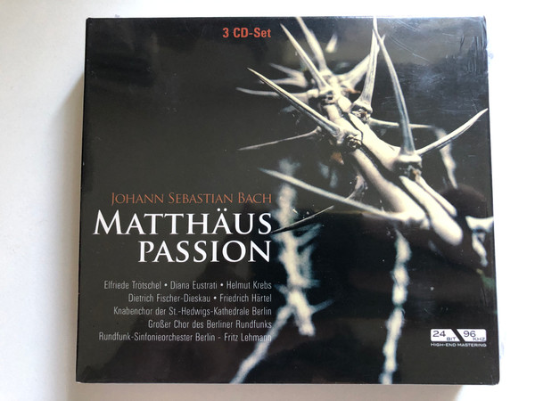 Johann Sebastian Bach: Matthäuspassion - Elfride Trötschel, Diana Eustrati, Helmut Krebs, Dietrich Fischer-Dieskau, Friedrich Härtel, Knabenchor Der St. Hedwigs-Kathedrale Berlin, Großer Chor Des Berliner Rundfunks / Documents 3x Audio CD / 231135