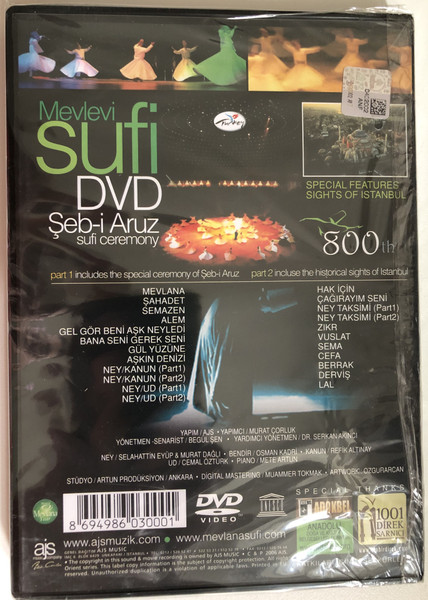 MEVLEVI SUFI SEB-I ARUZ sufi ceremony  On the 800th Anniversary of Mevlana's birth  DVD Region 2 PAL (8694986030001)
