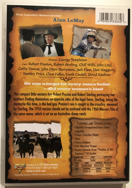 THE Sundowners  CATHY DOWNS, ROBERT PRESTON  Director George Templeton  ...HE WAS A TARGET FOR EVERY MAN'S BULLET- ---AND EVERY WOMAN'S KISS!  DVD VIDEO (089859836626)