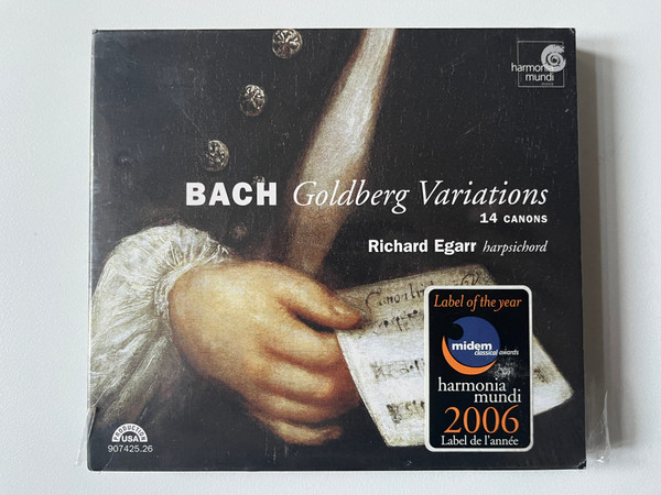 Bach: Goldberg Variations, 14 Canons - Richard Egarr (harpsichord) / Harmonia Mundi USA 2x Audio CD 2006 / HMU 907425.26