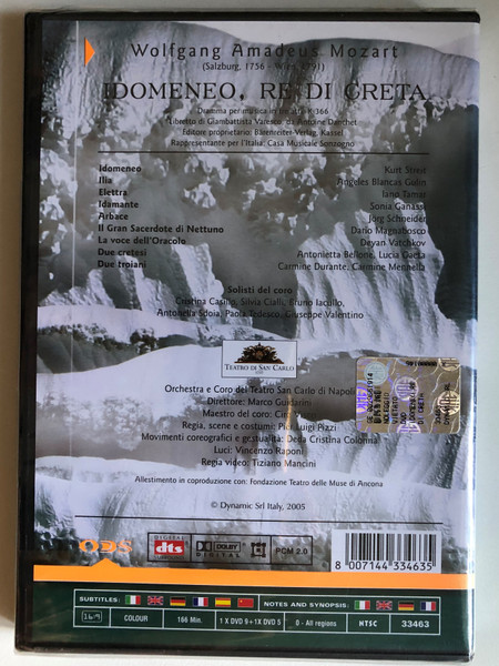 Idomeneo Re Di Creta 2 DVD Set / Drama for music in three acts, Libretto by Giambattista Varesco / Orchestra and Chorus of the Teatro San Carlo in Naples / Chorus master: Ciro Visco Direction / DVD (8007144334635)