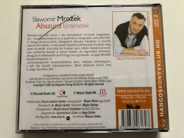 Sławomir Mrožek: Abszurd történetek - hangoskönyv / Mácsai Pál előadásában / Hungarian Audio Book CD