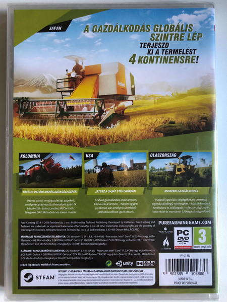 PURE FARMING 2018  TECHLAND  PC DVD ROM (5902385105880)