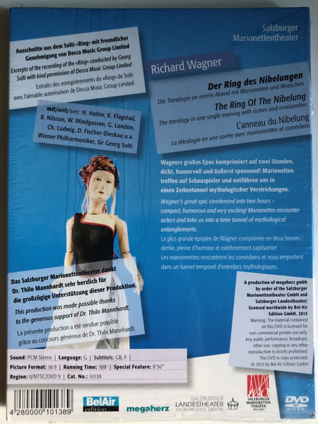 Wagner: The Ring of the Nibelung - Adapted for Children / The tetralogy in one single evening with actors and marionettes / Salzburger Marionettentheater / Excerpts from the Solti "Ring" courtesy of Decca Music Group Limited / DVD (4280000101389) 