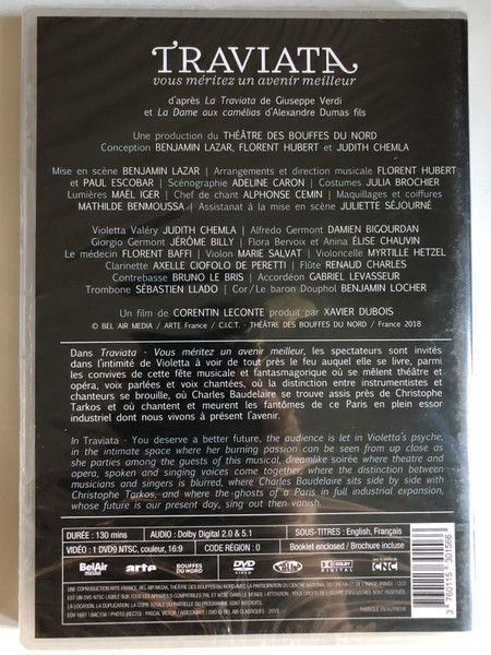 Verdi: Traviata - Vous Meritez Un Avenir Meilleur / based on La Traviata by Giuseppe Verdi and La Dame aux camélias by Alexandre Dumas fils / A production of the THEATER DES BOUFFES DU NORD / DVD (3760115301566)