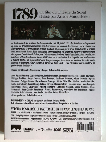 1789: Theatre Du Soleil 2 DVD Set / Film by the Théâtre du Soleil directed by Ariane Mnouchkine Produced by Alexandre Mnouchkine / FILM MCMLXXIV - Ariane Films / UNPRECEDENTED BONUS: "1789, 40 years later" Interview with Ariane Mnouchkine / DVD (3760115301122)