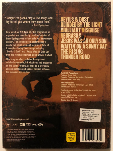 Bruce Springsteen - VH1 Storytellers / Thrill Hill Productions / Filmed on location at the Two River Theater in Red Bank, NJ on April 4, 2005 / Recorded in High Definition / DVD (828767276991)