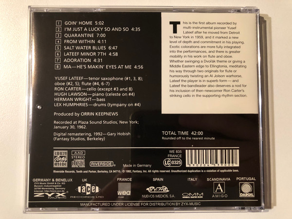 The Three Faces Of Yusef Lateef / Original Jazz Classics Audio CD 1992 / OJCCD-759-2