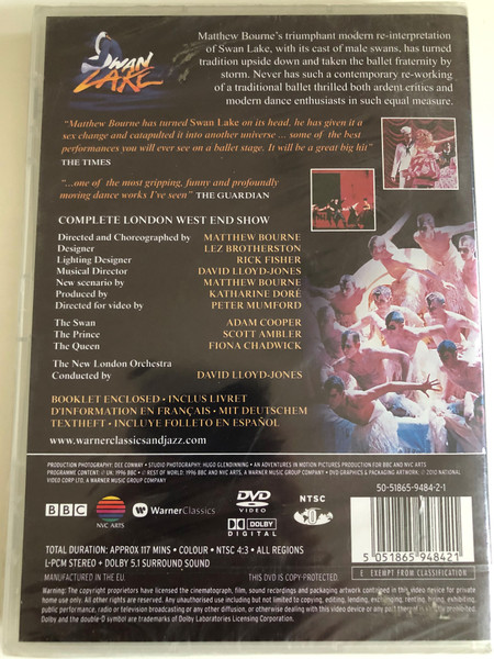 Tchaikovsky: Swan Lake / COMPLETE LONDON WEST END SHOW / The New London Orchestra / Directed and Choreographed by MATTHEW BOURNE / Conducted by DAVID LLOYD-JONES / DVD (5051865948421)
