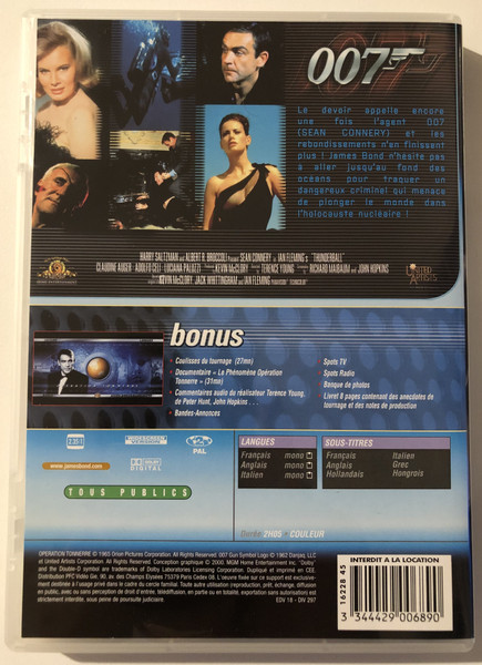 OPERATION TONNERRE - James Bond  Edition Speciale 007  DVD Video (3344429006890)
