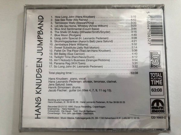 So Long John - Hans Knudsen Jump Band / Guest: Jacob Fischer / Music Mecca Audio CD 1994 / CD 1063-2