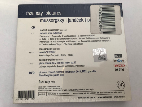 Mussorgsky, Janáček, Prokofiev – Fazıl Say - Pictures / A.K. Müzik Audio CD + DVD CD 2011 / AK-V5199