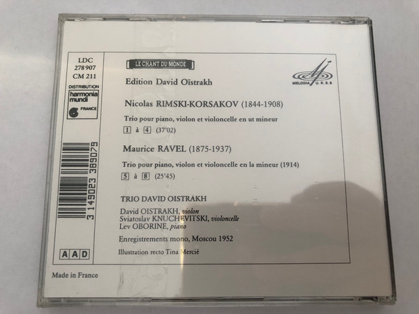 Edition David Oistrakh - Rimsky-Korsakov, Ravel - Trios Pour Piano, Violon Et Violoncelle / Le Chant Du Monde Audio CD / LDC 278 907