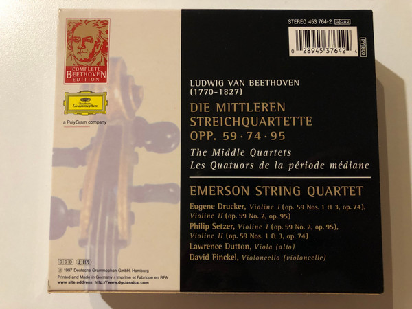 Mittlere Streichquartette = The Middle Quartets = Les Quartuors De La Période Médiane / Complete Beethoven Edition – Vol. 12 / Deutsche Grammophon 2x Audio CD 1997 Stereo / 453 764-2