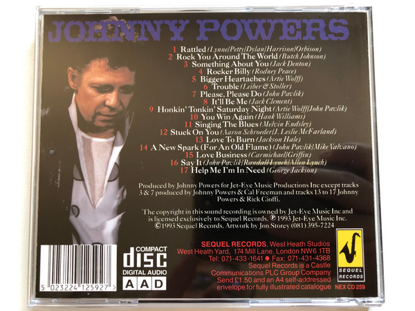 Johnny Powers – A New Spark (For An Old Flame) / Sequel Records Audio CD 1993 / NEX CD 259