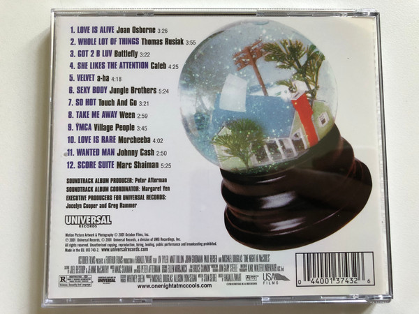 One Night At McCool's (Songs From The Motion Picture) - Touch And Go, Joan Osborne, A-HA, Ween, Village People, Bottelfly, Morcheeba, Johnny Cash, Caleb, Jungle Brothers, Marc Schaiman / Universal Records Audio CD 2001 / 013 743-2
