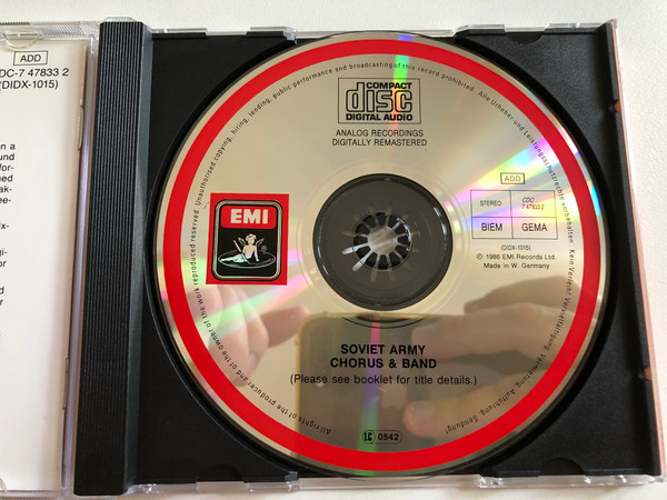 Soviet Army Chorus & Band - Conducted By Colonel Boris Alexandrov / Angel Records Audio CD 1986 / CDC-7 47833 2