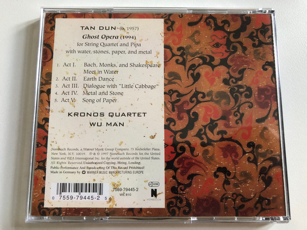 Kronos Quartet: Ghost Opera - Tan Dun, Wu Man, Pipa / Nonesuch Audio CD 1997 / 7559-79445-2