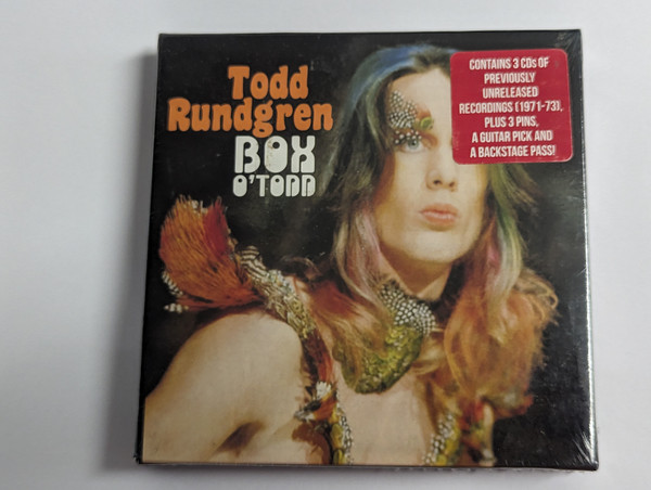Todd Rundgren – Box O' Todd / Contains 3CDs Of Previously Unreleased Recordings (1971-73), Plus 3 Pins, A Guitar Pick And A Backstage Pass! / Purple Pyramid 3x Audio CD, Box Set 2016 / 889466018527