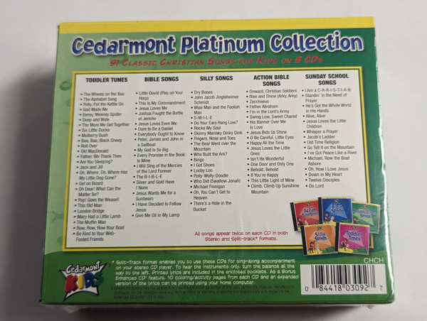 Cedarmont Platinum Collection - 91 Classic Christian Songs For Kids / 5 Enhanced CDs Hours of Music with Bonus Lyrics and Celoring Activities / Bonus Split-track Versions Included for Sing-along / 5x Audio CD, Box Set / 084418405626