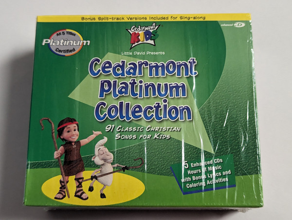 Cedarmont Platinum Collection - 91 Classic Christian Songs For Kids / 5 Enhanced CDs Hours of Music with Bonus Lyrics and Celoring Activities / Bonus Split-track Versions Included for Sing-along / 5x Audio CD, Box Set / 084418405626