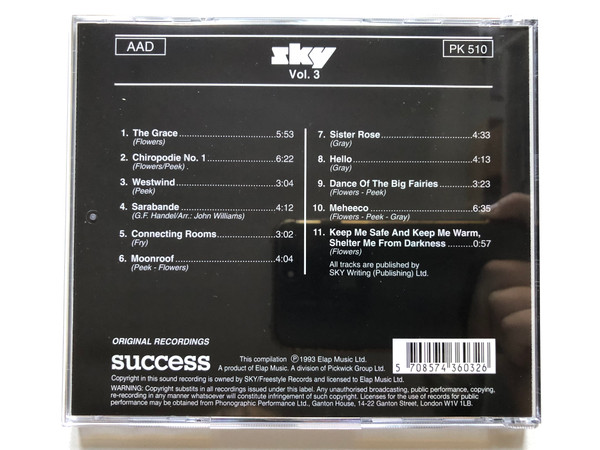 Sky Vol. 3  DIGITALLY REMASTERED  ORIGINAL RECORDINGS  Elap Music  Audio CD (5708574360326)