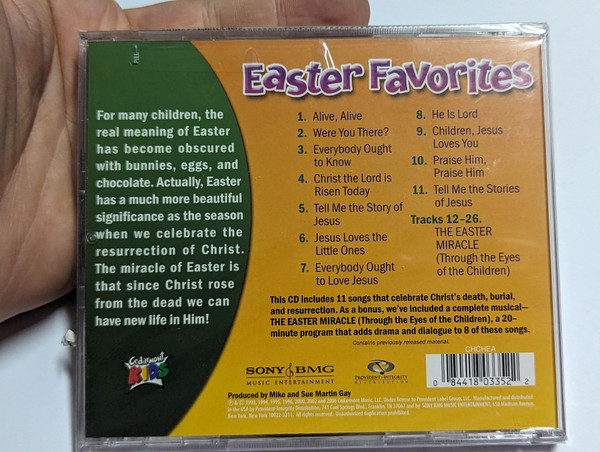 Cedarmont Kids: Easter Favorites - 11 clasic songs of Faith PLUS Bonus Easter Musical / Sony BMG Music Entertainment Audio CD 2006 / 84418-0335-2