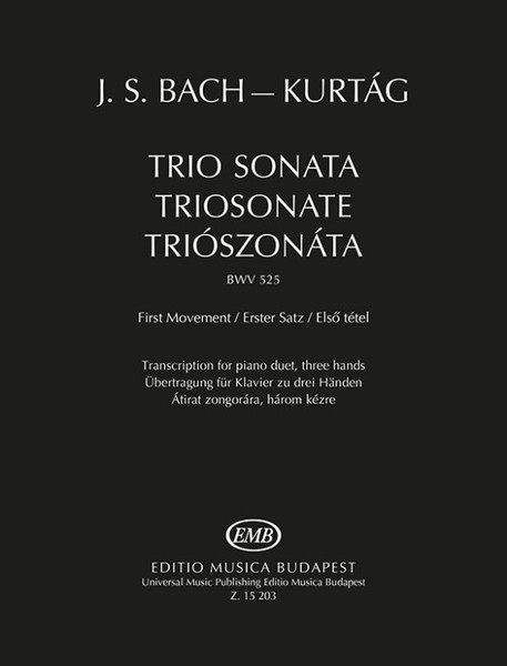Bach, Johann Sebastian: Trio Sonata BWV 525, First movement / Transcription for piano duet (three hands) / Transcribed by Kurtág György / sheet music (9790080152034)