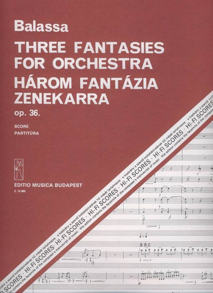 Balassa Sándor Three Fantasies for orchestra score Op. 36  sheet music (9790080130506)