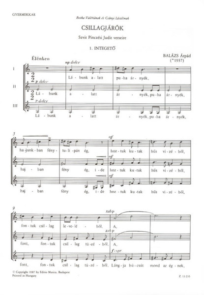 Balázs Árpád Csillagjárók  Words by Pinczési Judit  sheet music (9790080132357)