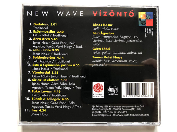 Vízöntő – New Wave / Dunya Records Audio CD 1998 / fy 8004 2