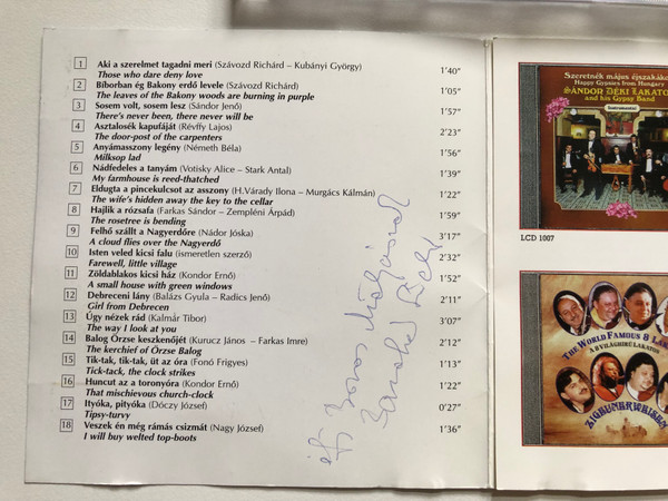 Darumadar Fenn Az Egen: Hungarian Songs - Barabas Sandor (notazik) / Asztalosek kaputajat; Balog Orzse keszkenojet; Ezt a kerek erdot jarom en; Felho szallt a Nagyerdore; Hajlik a rozsata / LaMarTi Audio CD 1999 Stereo / LCD 1020