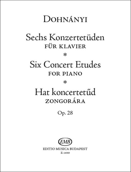 Dohnányi Ernő Six Concert Etudes for piano Op. 28  sheet music (9790080143933)