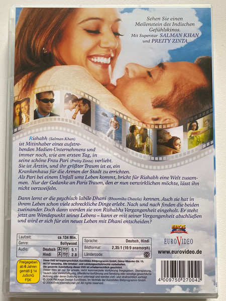 Dil Ne Jise Apna Kahaa  WAS DAS HERZ SEIN EIGEN NENNT  SALMAN KHAN, PREITY ZINTA, BHOOMIKA CHAWLA  EURO VIDEO  DVD Video (4009750270042)