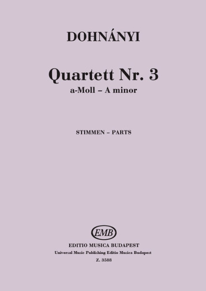  Dohnányi Ernő Quartett No. 3 - A minor  parts Op. 33  sheet music (9790080035887)