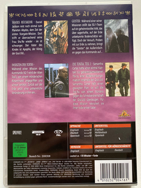 RICHARD DEAN ANDERSON IN STARGATE / KOMMANDO SG-1 / VOLUME 4 / SHARES RÜCKKEHR, INSEKTEN DES TODES, GEISTER, DIE TOK'RA-TEIL 1 / DVD Video (4010232004161)