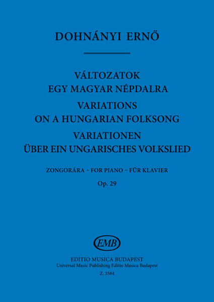 Dohnányi Ernő Variations on a Hungarian Folksong Op. 29  sheet music (9790080035849)