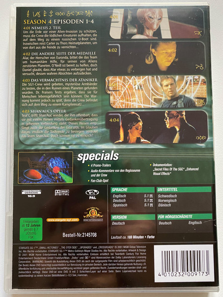 STARGATE KOMMANDO SG-1 TM / VOLUME 14 / SEASON 4 EPISODEN 1-4 / RICHARD DEAN ANDERSON in / DVD Video (4010232009173)