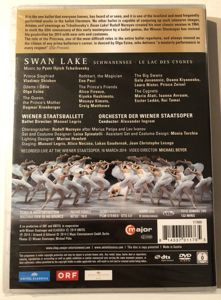 RUDOLF NUREYEV'S - Swan Lake / SCHWANENSEE LE LAC DES CYGNES / PYOTR ILYICH TCHAIKOVSKY / Olga Esina, Vladimir Shishov, Eno Peci / major / UNITEL CLASSICA / DVD Video (814337011765)