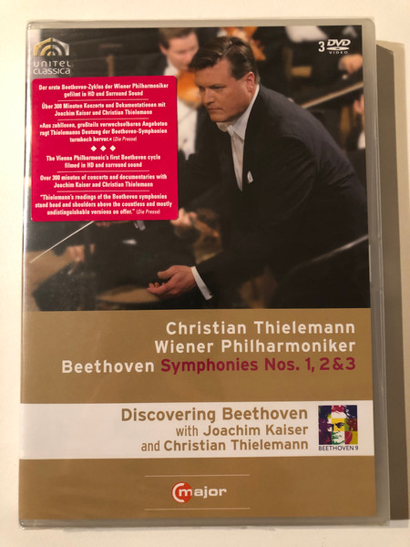 Beethoven - Symphonies Nos. 1, 2 &3 / Christian Thielemann, Wiener Philharmoniker / Discovering Beethoven with Joachim Kaiser and Christian Thielemann / Unitel Classica / major / 3 Discs DVD Video (814337010478)