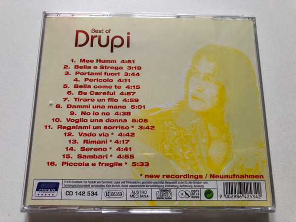 Best Of Drupi - Piccola e fragile; Voda Via; Pericolo; Bella come te; No io no; Portami fuori; Sereno / Eurotrend Audio CD / CD 142.534