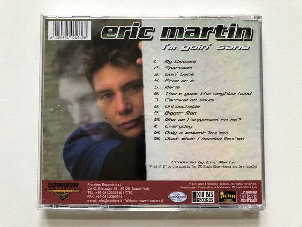 Eric Martin – I'm Goin' Sane / Frontiers Records Audio CD 2002 / FR CD 126