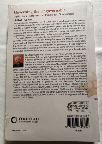 Governing the Ungovernable - Institutional Reforms for Democratic Governance / ISHRAT HUSAIN / THE DIAMOND SERIES CELEBRATING 75 YEARS / OXFORD PAKISTAN PAPERBACK / Paperback (9789697342754)