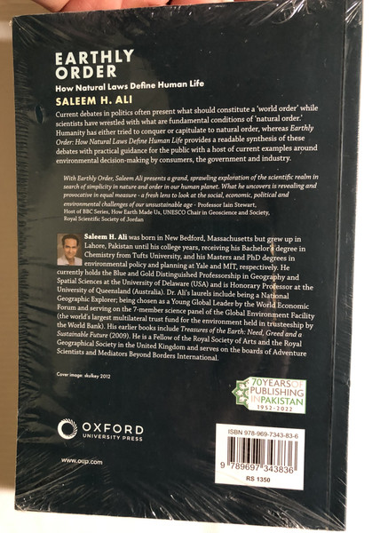 EARTHLY ORDER - How Natural Laws Define Human Life / SALEEM H. ALI / DIAMOND SERIES CELEBRATING 75 YEARS OF PAKISTAN / OXFORD UNIVERSITY PRESS / Paperback (9789697343836)