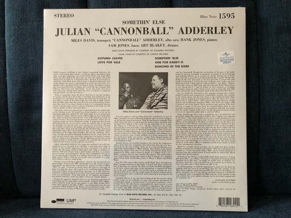 Cannonball Adderley: Somethin' Else - Miles Davis, Hank Jones, Sam Jones, Art Blakey / Blue Note Classic / Blue Note 1595 / UMe LP Stereo 2021 / 00602507465551 