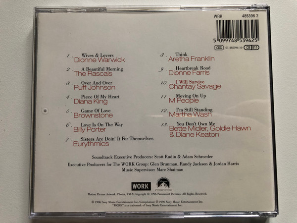 The First Wives Club ...And Then Some (Music From The Motion Picture) - Puff Johnson, Dionne Farris, Diana King, Billy Porter, Aretha Franklin, Brownstone / WORK Audio CD 1996 / 485396 2