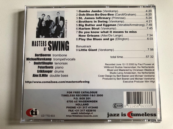MASTERS OF SWING / HARLEM STRUT / BertBoeren MichaelVarekampDmitriShapkoPeterBeetsErikKoogerAlexB.Milo / Audio CD 8711458063333